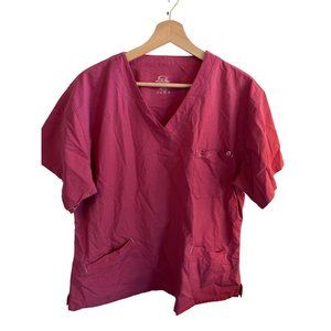 IguanaMed Pink Short Sleeve Scrub Shirt V-Neck Women's Size XL Workwear Top